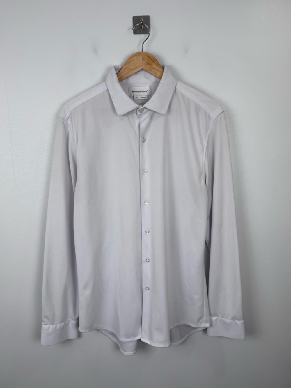 Ministry Of Supply Men White Button Down Slim Fit Shirt Size Large